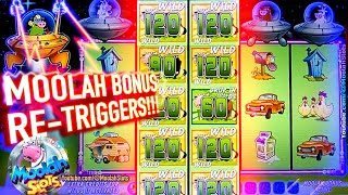 RETRIGGER MOOLAH BONUS Invaders Attack From the Planet Moolah  CASINO SLOTS [upl. by Toddie]