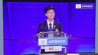 Q youth representative shared his thoughts on Royal Patron and Peace at UNESCO 28102024 [upl. by Anatollo]