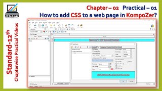 Chapter 02  Practical 01  How to add CSS to a web page in kompoZer [upl. by Abshier]