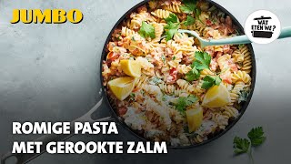 Wat eten we Romige pasta met gerookte zalm [upl. by Nollie160]