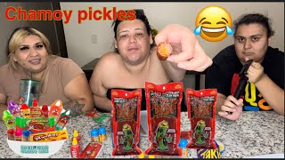 Chamoy Pickles mukbang trying them vlog [upl. by Nesyrb]