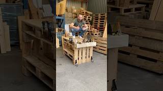 DIY workbench with 4 pallets  woodworking diy workbench [upl. by Anirtek]