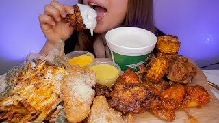 ASMR WINGSTOP TENDERS THIGHS WINGS  VOODOO FRIES amp CAJUN CORN MUKBANG NO TALKING [upl. by Stahl]