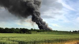 Large fire at Norbert DentressangleChristian Salvesen in Easton Lincolnshire [upl. by Ylrevaw]