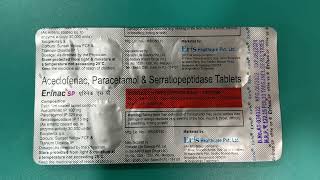 Aceclofenac Paracetamol and Serratiopeptidase Tablets Uses  Erinac SP Tablets [upl. by Hairim]