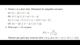 Exercices inégalités avec des valeurs absolues Prépas [upl. by Astto]
