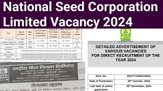 National Seed Corporation Limited Vacancy l URPRADEEP nationalseedcorporationlimitedvacancy [upl. by Anaizit]