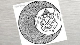 Ganesha Mandala Art  How to draw a Mandala for beginners  ganeshchaturthi doodle vanithaarts [upl. by Dumah113]