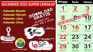 KALENDER 2022 LENGKAP MASEHI HIJRIYAH JAWA CHINA DOWNLOAD KALENDER 2022 GRATIS PNG VEKTOR [upl. by Gentes]