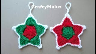 CROCHET TUTORIAL 🎄 ESTRELLA DE NAVIDAD A CROCHET  Estrella tejida adorno Navideño [upl. by Ahsinrats]