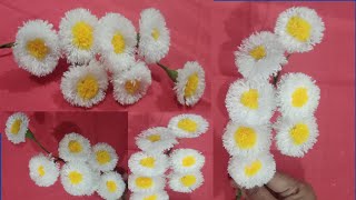 Woolen Thread Flowers  Flowers Tutorials  Diy Woolen Thread [upl. by Hildegarde]