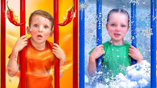 Hot vs Cold Prison Escape Adventure with Kids [upl. by Mundford]