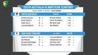 Cricket Australia State Competitions  Pool A  Round 2  South Australia v Northern Territory [upl. by Bastien96]