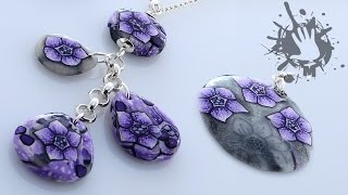 Polymer clay tutorial collana con fiore viola  collier with violet millefiori cane [upl. by Ahsilram]