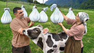 Making Homemade Cottage Cheese from Fresh Cows Milk How Dairy Products are Made in the Village [upl. by Giselbert]