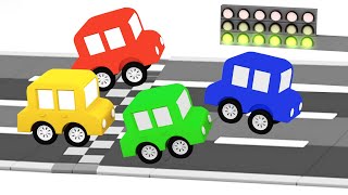 Corrida de carros Desenho infantil dos quatro carros coloridos Desenho animado em português [upl. by Epillihp431]