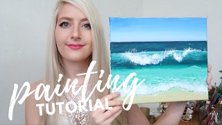 PAINTING TUTORIAL Acrylic Ocean for Beginners  Katie Jobling Art [upl. by Rifkin]