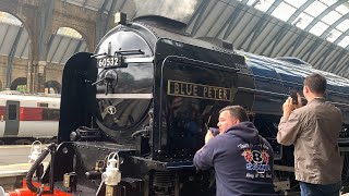 Blue Peter ‘60532’ puts on a massive steam and horn show at London Kings Cross Class 91 incl [upl. by Nnylatsyrk]