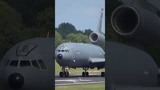 McDonnell Douglas KC10 Extender USAF 860031 departure RAF Fairford shorts usaf kc10 usairforce [upl. by Haodnanehs]