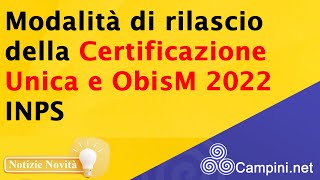 ⚠️ INPS Certificazione Unica 2022 ❗ Direttamente da casa ✅ CU e ObisM 2022 ⚡ [upl. by Strauss]