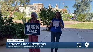 Group of Harris and Walz supporters protest outside of Tucson Trump rally [upl. by Vedette]