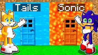 Tails WATER vs Sonic LAVA DOOR Survival Battle in Minecraft [upl. by Swirsky176]