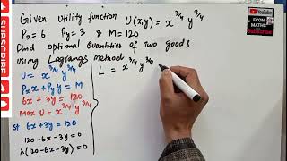 Utility Maximization using Lagrange Method utility optimization lagrange utility [upl. by Itagaki]