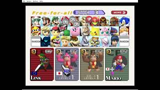 Smash Remix HD Textures Brawl  All Characters Fight 3 CPUs vs Myself Part 1 [upl. by Delorenzo]