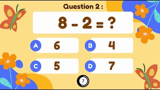 Fun Math Journey Become the King of SingleDigit Subtraction Quizzes [upl. by Anegal]