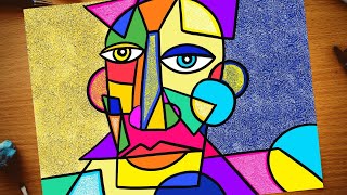 Cubism Picasso inspired portrait  Cubism art lesson for kids  How to draw Cubism face drawing [upl. by Onej707]