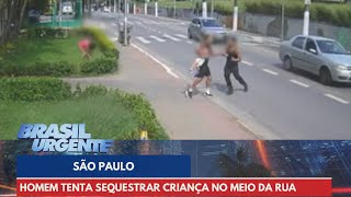 Homem tenta sequestrar criança no meio da rua mas é impedido  Brasil Urgente [upl. by Colvert]