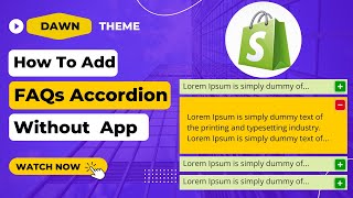 How do I add a FAQ Accordion to Shopify DAWN Theme  Without App Recommended✔️ [upl. by Siskind124]