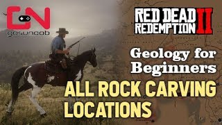 Red Dead Redemption 2  All Rock Carving Locations  Geology for Beginners Mission [upl. by Nahshunn]