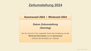 Zeitumstellung 2024  Sommerzeit 2024  Winterzeit 2024 [upl. by Hgielyak]