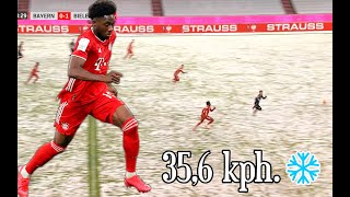 Alphonso Davies TOP speed sprint on the snowy pitch  Bayern Munich vs Arminia Bielefeld [upl. by Boehmer]