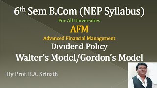 AFM  Dividend Policy  6th Sem BCom  Problems on Walters and Gordons Model 5 and 12 Marks [upl. by Lyrak]