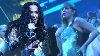 Taylor Swift ROCKS OUT to Former Rival Katy Perrys VMAs Performance [upl. by Cordy]