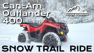 Snow Trail Ride CanAm Outlander 400 Four Wheeler [upl. by Ahsinwad628]