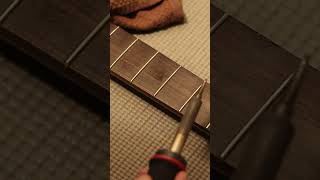 How to fix a dented guitar fretboard Shorts guitar luthier [upl. by Oringa]