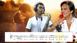 Sax Tenor  Música romântica do Roberto Carlos partitura com notas [upl. by Repotsirhc242]