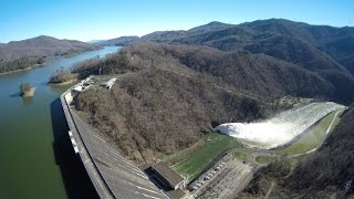 Fontana Dam and Cheoah Dam Spilling Over  Jan 2016 [upl. by Moguel165]