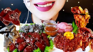 ASMR 👻 소의 생간x천엽 리얼사운드 🎃 COW LIVER OMASUM Mukbang Eating show [upl. by Narik466]