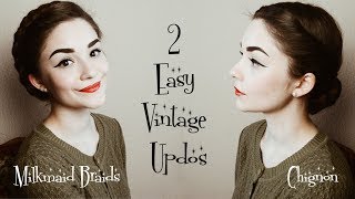 2 Easy Vintage Hairstyles  Hair Tutorial [upl. by Scurlock]