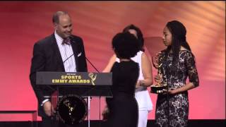 Ernie Johnson Gives Emmy To Stuart Scotts Daughters [upl. by Grindlay682]