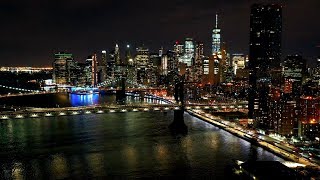 New York Skyline at Night Screensaver HD NYC Skyline Long Island Aerial Landscapes Live [upl. by Ceciley76]