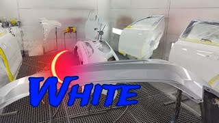 Tinsmith work Car Painting White colours Glasurit base SATA HVLP Iwata WS400 Clear RM [upl. by Zadoc]