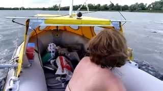 Intex Mariner with sail and cabin diy homemade inflatable sailboat dinghy Schlauchboot [upl. by Benedick]