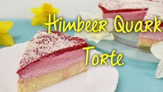 HIMBEERTORTE backen  mit Quarkcreme  Quarktorte REZEPT  Ombre Torten ohne Fondant [upl. by Ailemak618]