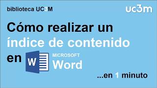 Cómo hacer un índice automático de contenidos en Word [upl. by Susy515]