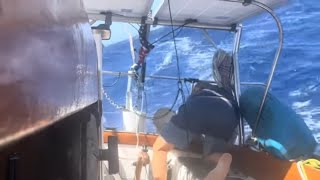 Storm sailing tactics with the series drogue on passage to Malta [upl. by Ayarahs474]